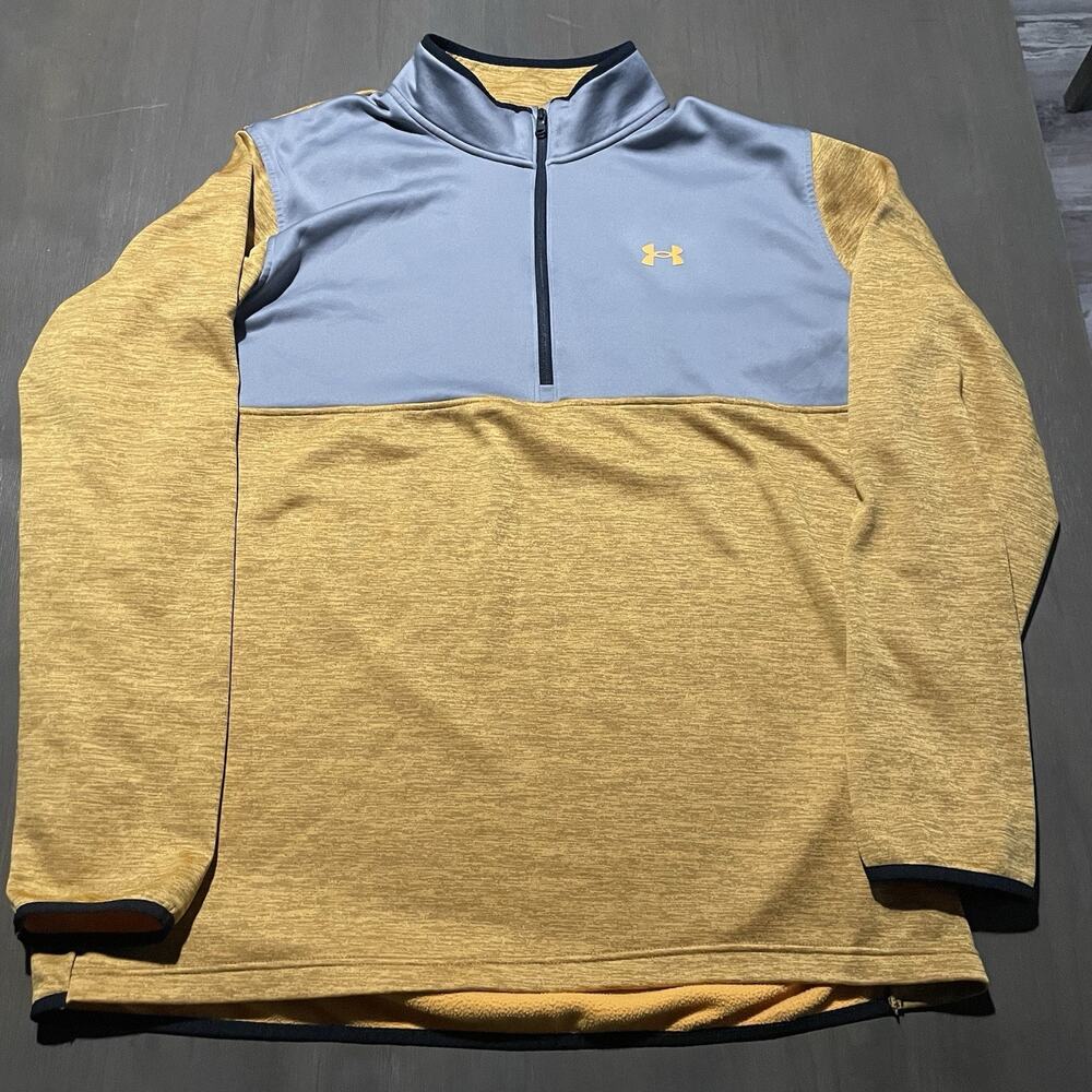 Under Armour Mens 3XLT Fleece Jacket Loose Colorblock 1/2 Zip Pullover Yellow